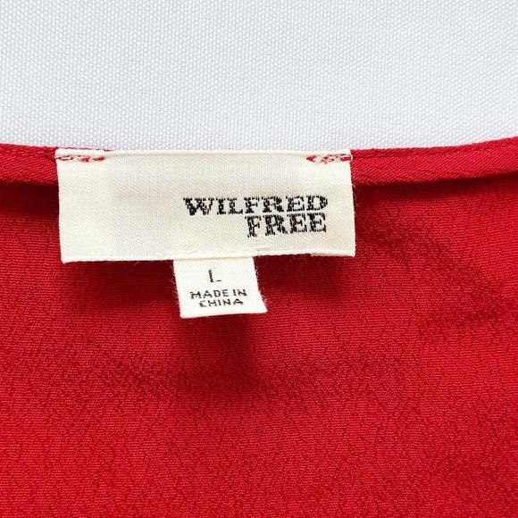 ❤️SOLD NWT Aritzia Wilfred Free Redling Red Tie Lace Neck Long Sleeve Blouse Top - Picture 9 of 13